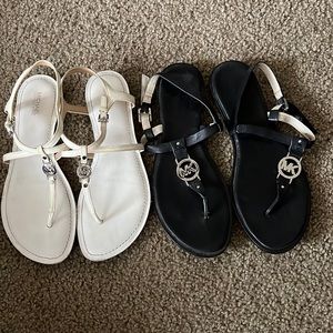 2 Pairs of Michael Kors Sandals Black/White Size 9